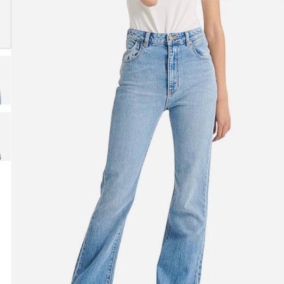 WOMEN’S STYLISH ROLLAS DUSTERS SLIM BOOTCUT HIGH RISE JEANS IN BRAD BLUE EUC - Picture 2 of 12